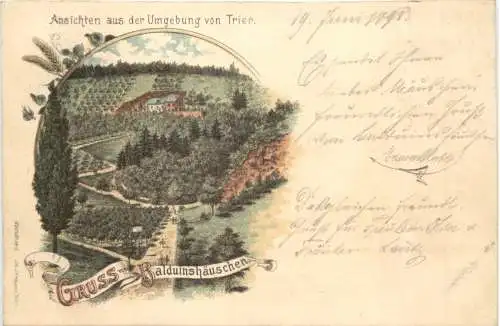 Trier - Gruss vom Balduinshäuschen - Litho -731312