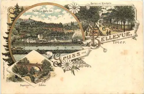 Trier - Gruss von Bellevue - Litho -731310