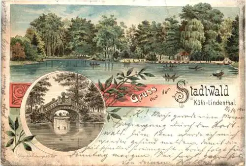 Köln-Lindenthal - Gruss aus dem Stadtwald - Litho -732056