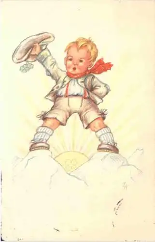 Kind auf Berg - Landpoststempel Siewisch über Cottbus -732470