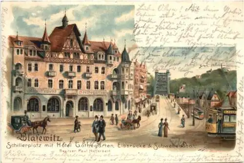 Dresden - Blasewitz - Schillerplatz mit Hotel Göthegarten - Litho -733056