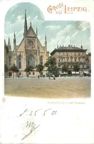 Gruss aus Leipzig - Paulinerkirche und Cafe Francais -733386