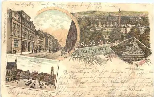 Gruss aus Stuttgart - Litho - Stadtpost -733618