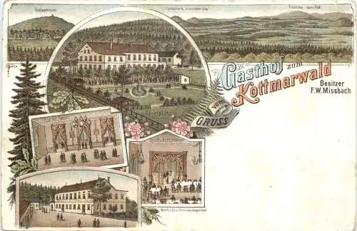 Gruß vom Gasthof zum Kottmarwald - Litho -736214