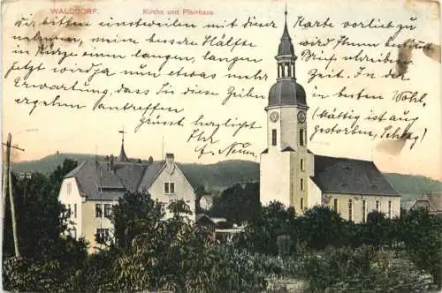 Walddorf in Sachsen - Kirche und Pfarrhaus -736396