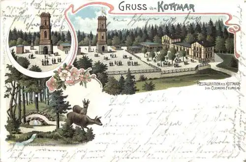 Walddorf in Sachsen - Gruss vom Kottmar - Litho -736488