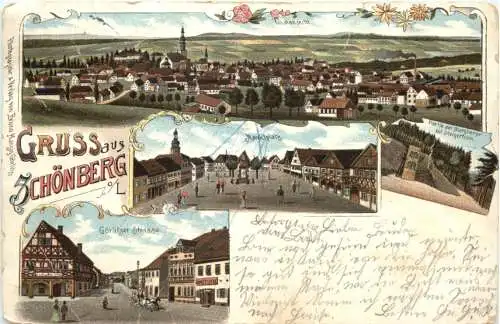 Gruss aus Schönberg Oberlausitz - Litho - Schlesien -736740