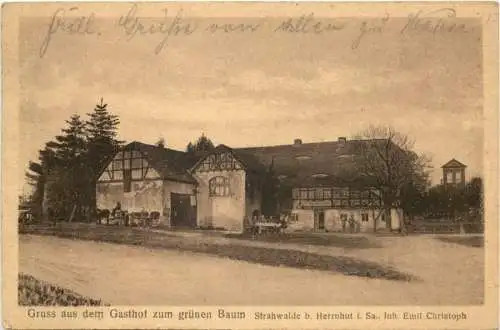 Strahwalde - Herrnhut - Gruss aus dem Gasthof zum grünen Baum -736634