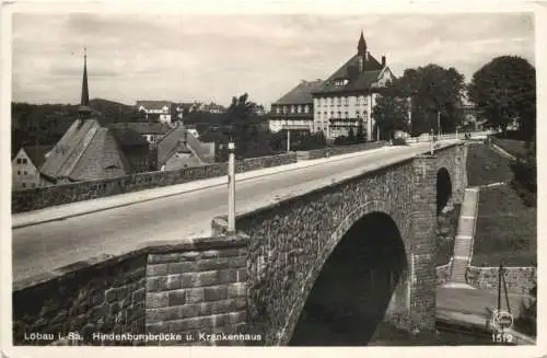 Löbau - Hindenburgbrücke und Krankenhaus -741376