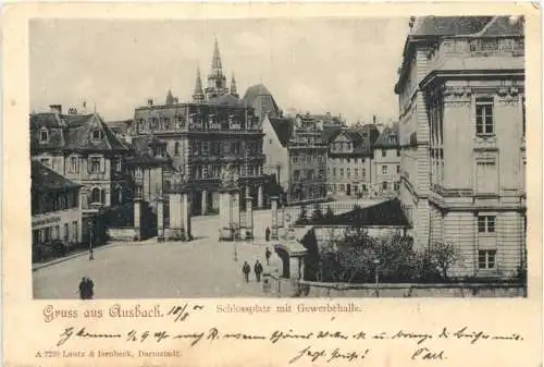 Gruss aus Ansbach - Schlossplatz mit Gewerbehalle -741982