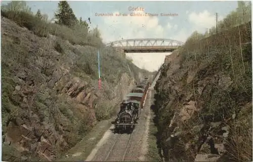 Görlitz - Durchblick auf die Görlitz-Zittauer Eisenbahn -742114