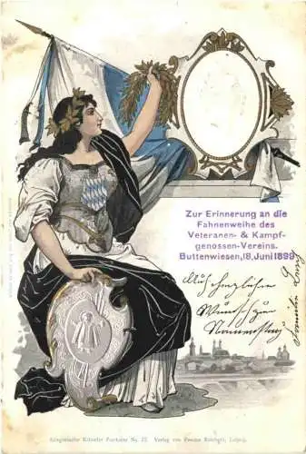 Buttenwiesen - Fahnenweihe 1899 - Litho -742568