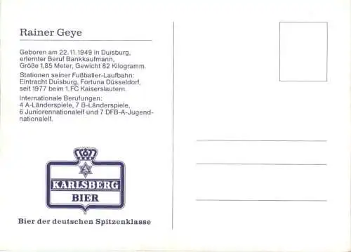 1. FC Kaiserslautern Rainer Geye mit Autogramm -742702