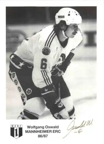 Eishockey - Mannheimer ERC - Wolfgang Oswald mit Autogramm -742746