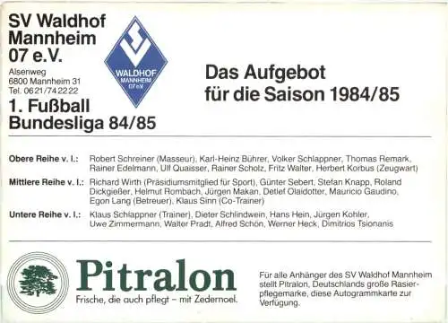 Waldhof Mannheim 1984/85 -742750