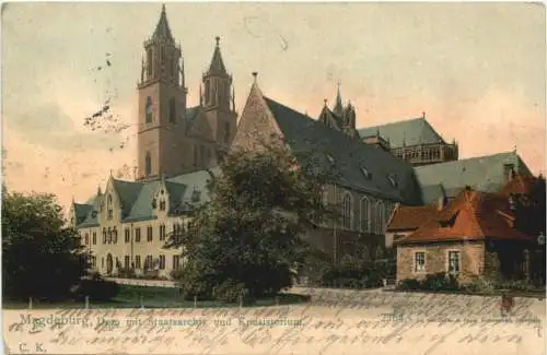 Magdeburg - Dom mit Staatsarchiv -742944
