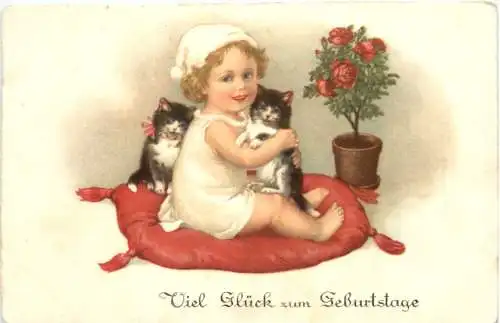 Geburtstag - Kind mit Katzen -743518