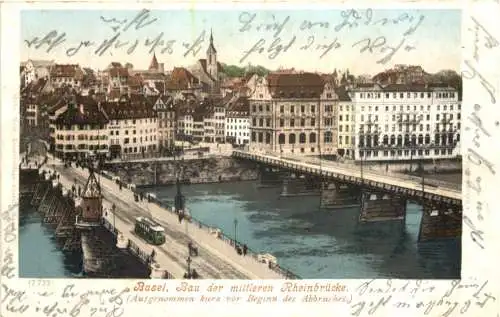 Basel - Bau der mittleren Rheinbrücke -743876