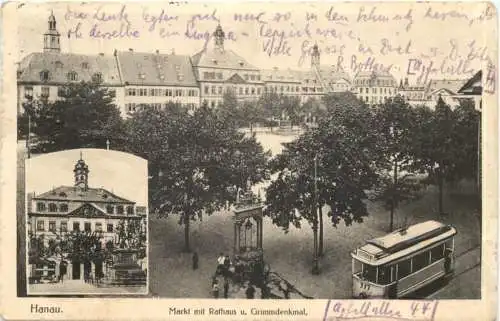 Hanau am Main - Markt mit Rathaus - Strassenbahn -744422