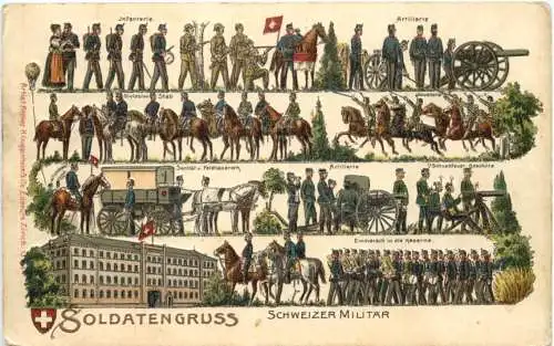 Soldatengruss - Schweizer Militär - Prägekart -745584