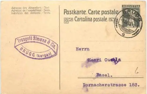 Brugg - Traugott Simmen - Ganzsache -746180