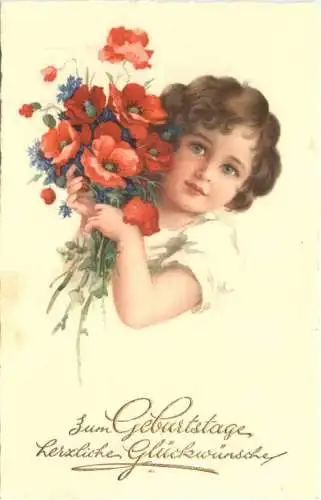 Geburtstag - Kind mit Blumen -746170