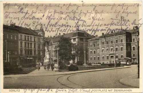 Görlitz - Postplatz mit Zierbrunnen -747556