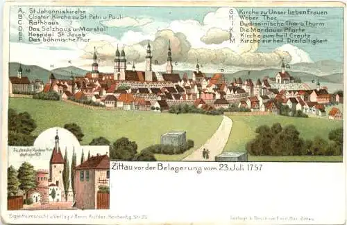 Zittau vor der Belagerung 1757 - Litho -747968