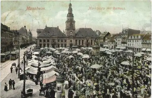Mannheim - Marktplatz mit Rathaus -752384