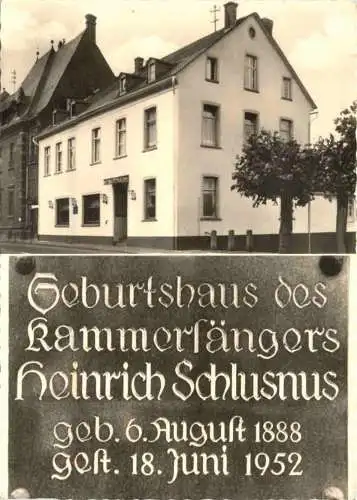 Braubach - Geburtshaus des Kammersängers Heinrich Schlusnus gezeichnet mit Schlusnus -752734
