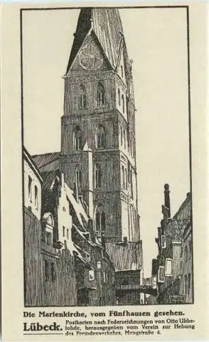Lübeck - Die Marienkirche - Künstler Ak Otto Ubbelohe -753438