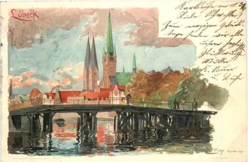 Lübeck - Künstler Ak Kley - Litho -753388