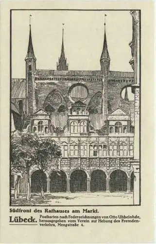 Lübeck - Rathaus - Künstler Ak Otto Ubbelohe -753440