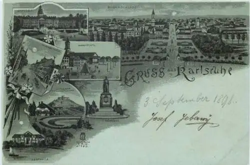 Gruss aus Karlsruhe - Litho -755110