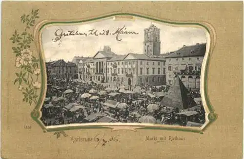 Karlsruhe - Markt mit Rathaus -755188