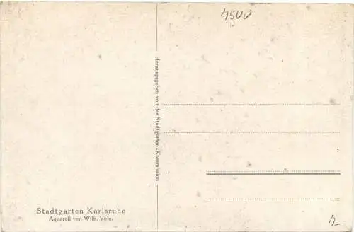 Karlsruhe - Künstler Ak Wilh. Volz - Stadtgarten -755482