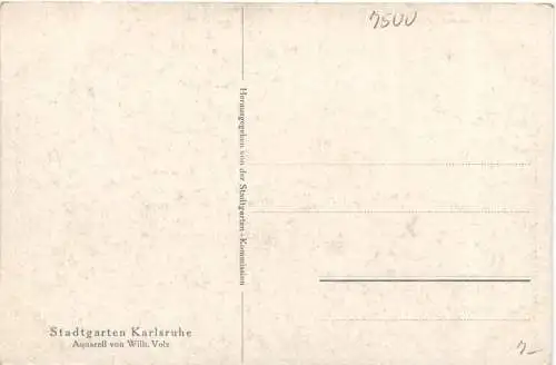 Karlsruhe - Künstler Ak Wilh. Volz - Stadtgarten -755480