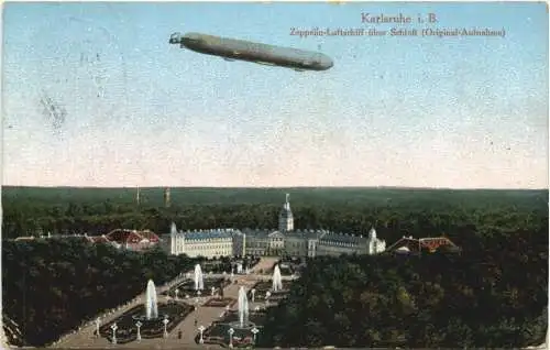 Karlsruhe - Zeppelin Luftschiff über Schloß -755686