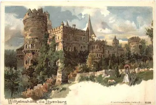 Kassel-Wilhelmshöhe - Die Löwenburug - Litho -756542