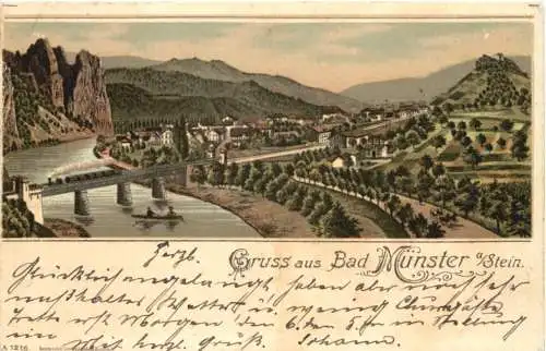 Gruss aus Bad Münster am Stein - Litho -756942