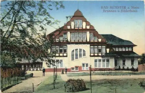 Bad Münster am Stein - Brunnen und Bäderhaus -756928