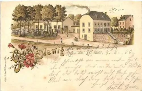 Gruss aus Olewig bei Trier - Restauration Schleimer - Litho -760634