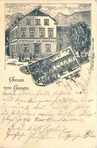 Gruss aus Euren bei Trier - Wirtschaft zum grünen Wald - Litho -760650