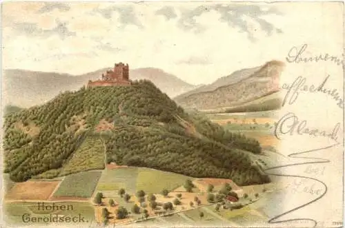 Lahr Schwarzwald - Schlossruine Hohengeroldseck - Litho -761914