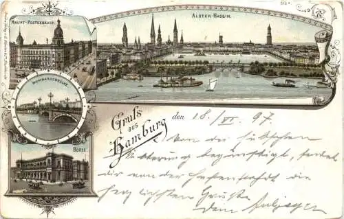 Gruß aus Hamburg - Litho -762316