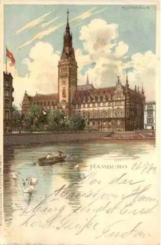 Hamburg - Rathaus - Litho -762342