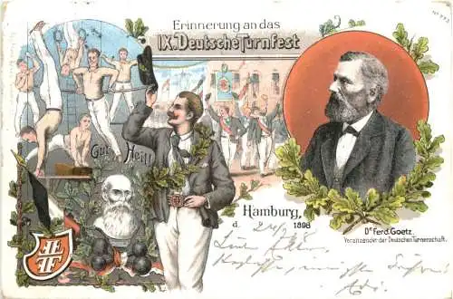 Hamburg - IX Deutsches Turnfest 1898 - Litho -762340