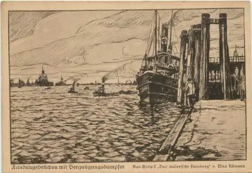 Hamburg - Landungsbrücken mit Vergnügungsdampfer -762582