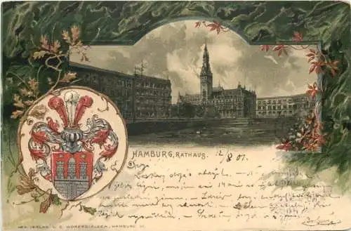 Hamburg - Rathaus - Litho -762576
