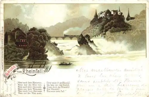 Schaffhausen - Gruss vom Rheinfall - Litho -763196